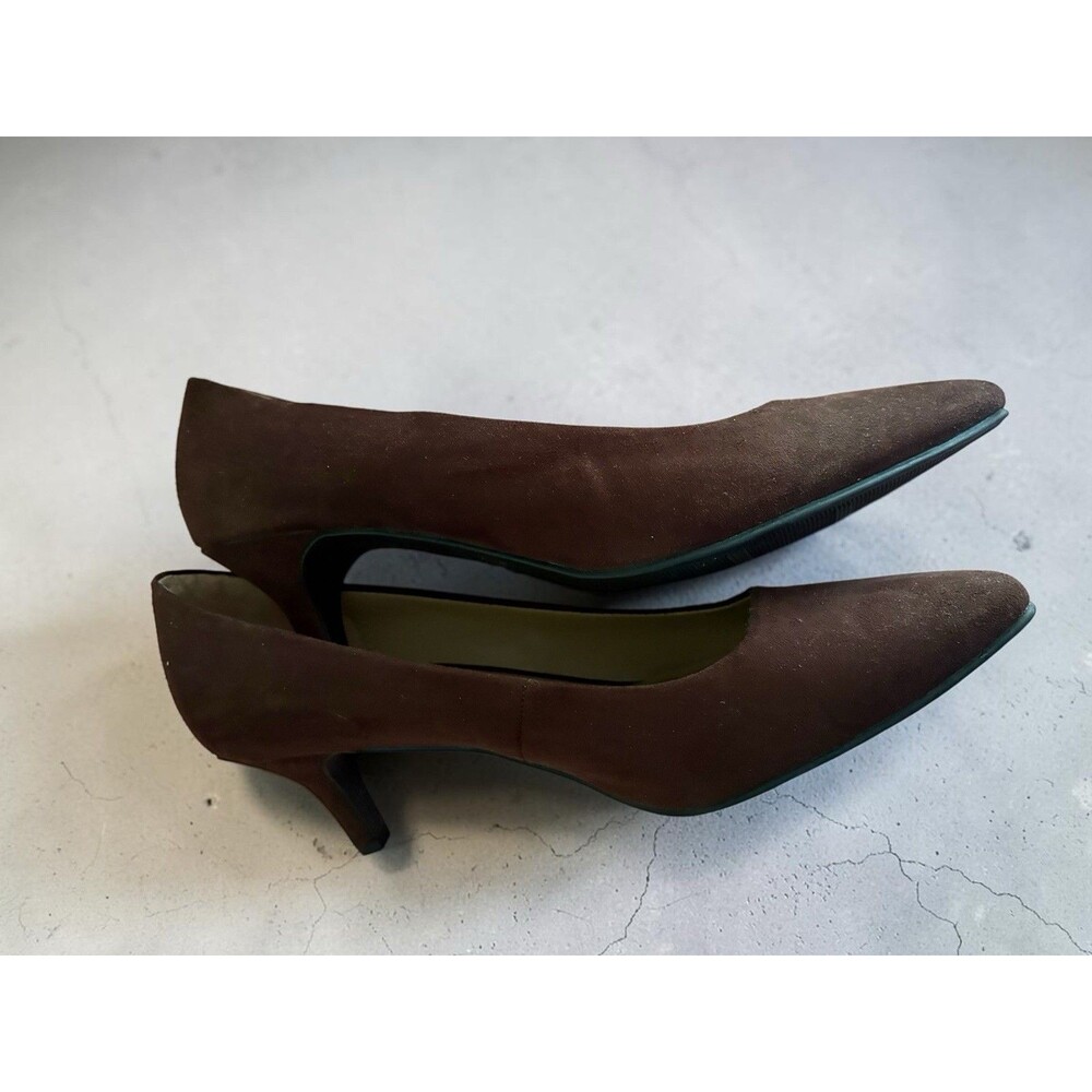 Metaphor Brown Suede Look Kitten Heel Pointed Toe Pump Size 7.5 New In Box